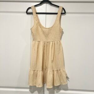 Asos NWT‎ Sleeveless Light Tan Mini Dress with Pepblum Hem. Size 8.